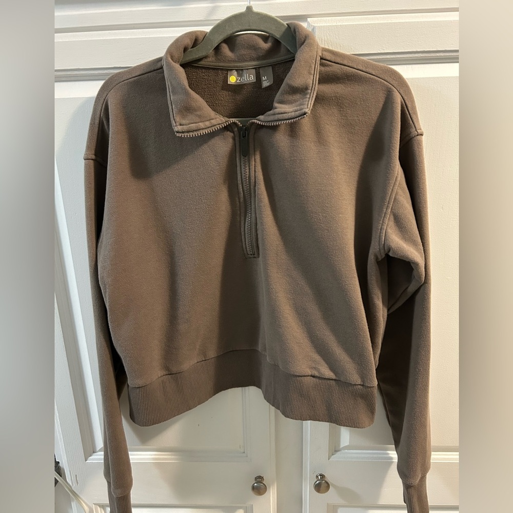 Zella Women's Taupe Half-Zip pullover
